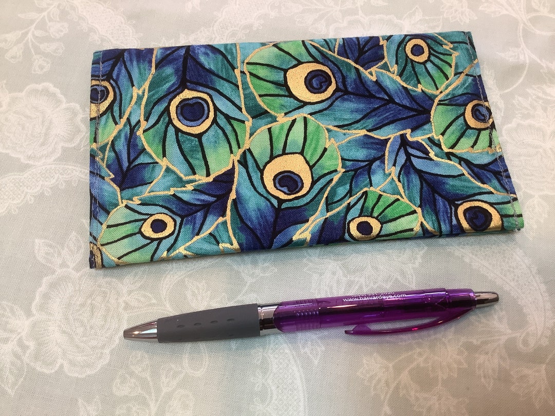 Fabric Check Book Cover Peacock Feathers Fabric Checkbook Etsy