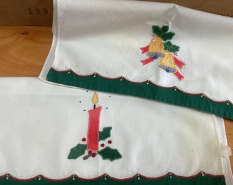 Vintage Set of Christmas Linen Tea Towels - Linen Tea Towels - Holiday  Tea Towels - Decorative Tea Towels, Kitchen