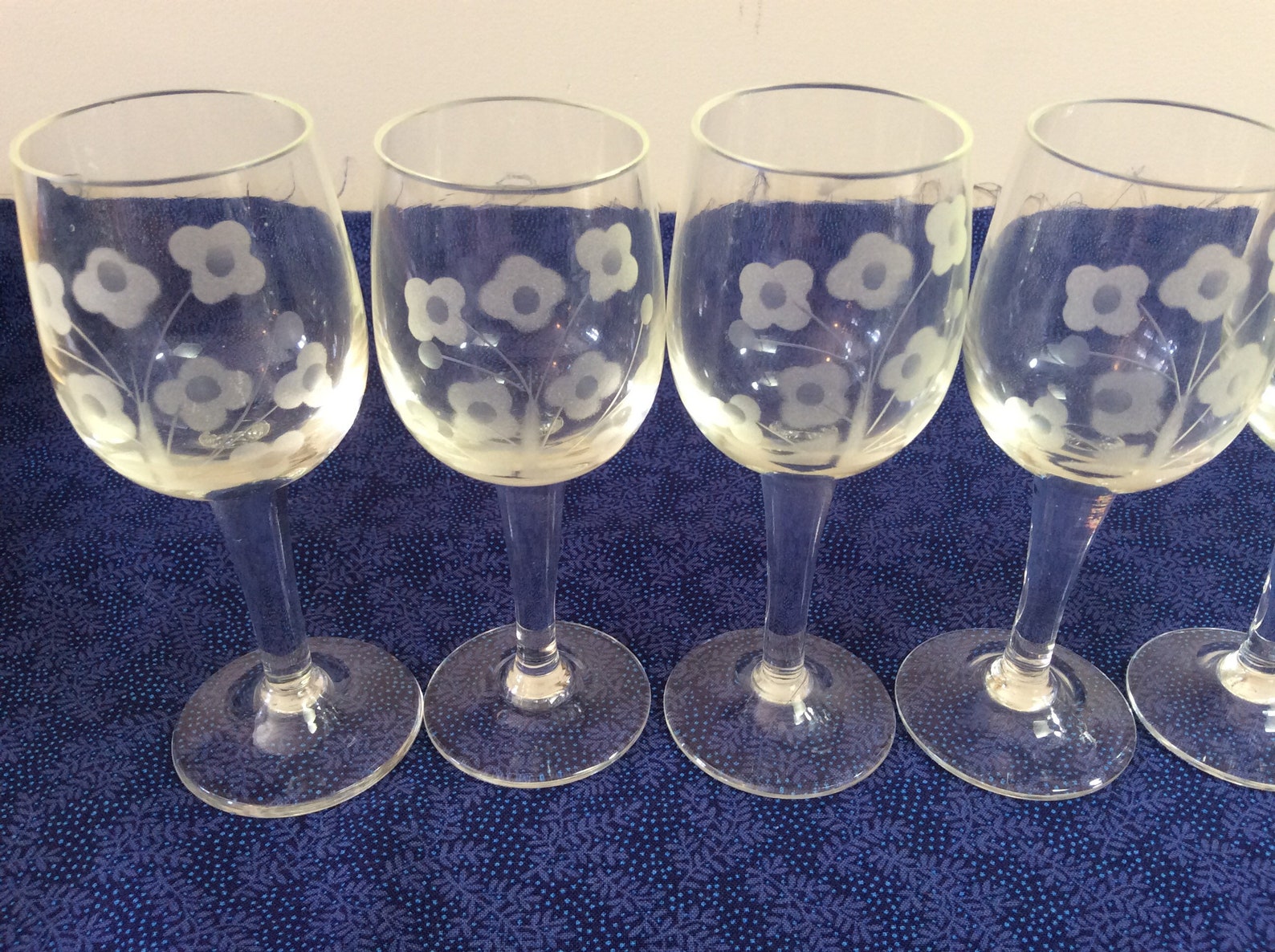 Etched Cordial Glasses Set of 6 Flowers and Leaves Vintage Etsy
