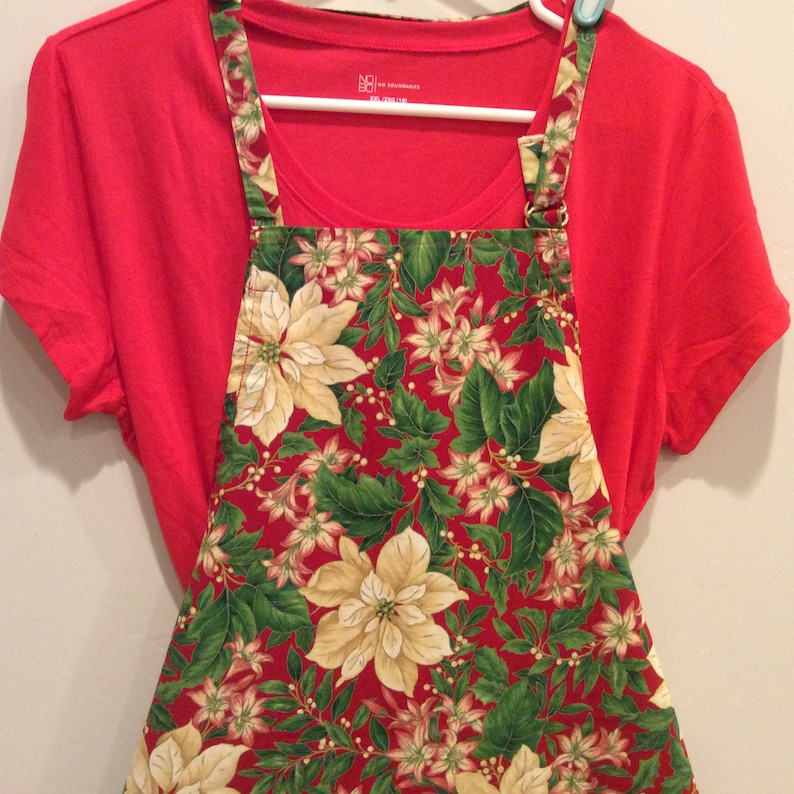 Apron CHRISTMAS Flowers Full Apron Handmade Free Shipping