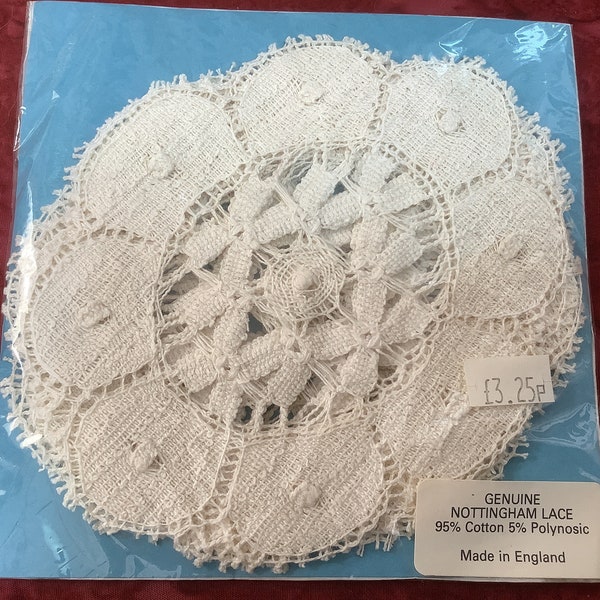 VINTAGE Nottingham Lace Coasters  Set of 6    In original packaging / Perfect Condition