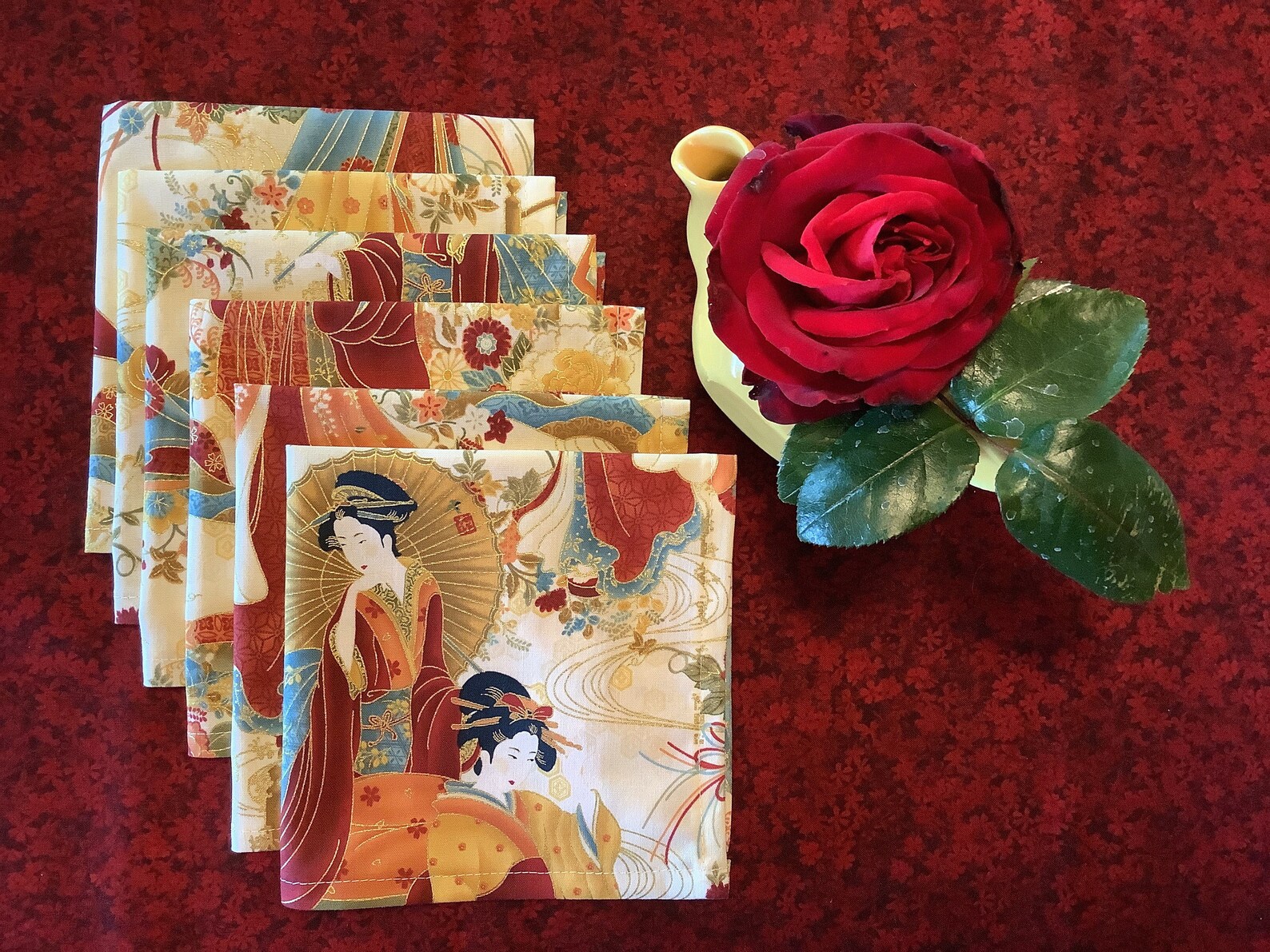 6 Geisha Girl Cloth Napkins Asian Cloth Napkins. Premium Etsy
