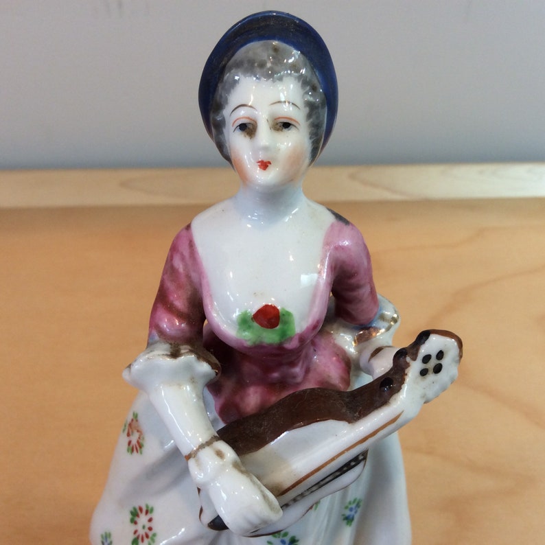 Vintage Lady Figurine Made in Occupied Japan Woman Lute Etsy
