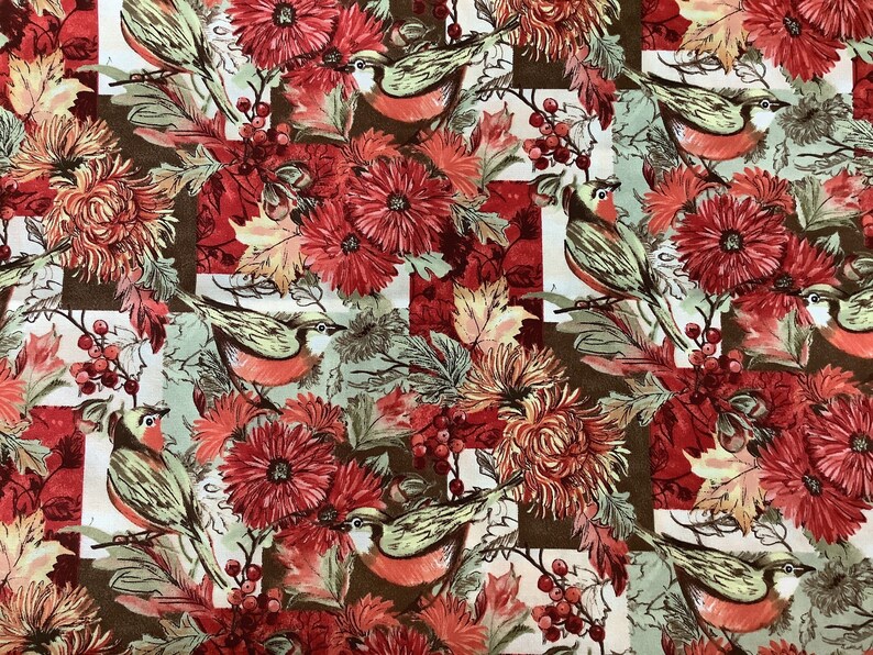 Susan Winget Mums and Marigolds Premium Cotton Fabric 1 Yard