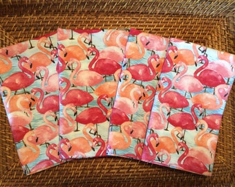 Flamingo Cloth Cocktail Napkins, Set of 6, Tropical Dinner Table