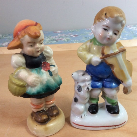 Occupied Japan Vintage Figurines of a Young Boy Playing the Etsy
