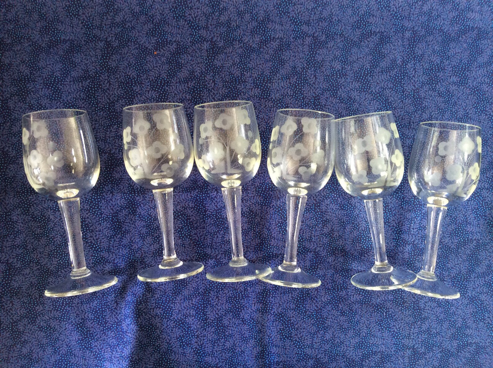 Etched Cordial Glasses Set of 6 Flowers and Leaves Vintage Etsy