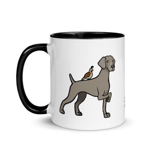 Weimaraner Pointing Quail Mug with Color Inside