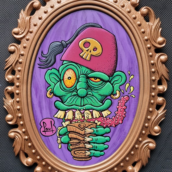 Make mine a Zombie Framed original painting 25x40cm