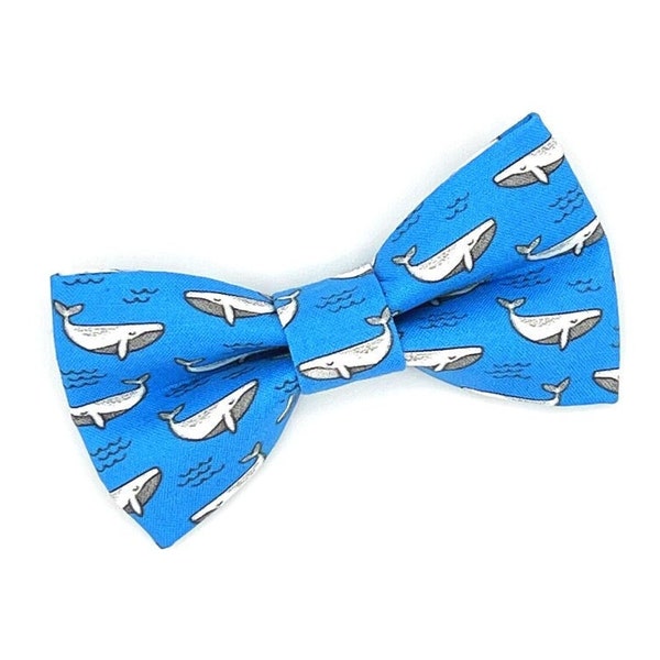 Sleepy Whale, Blue Dog Bow Tie, Dog Bow tie, New Puppy Bow Tie, Summer Dog Bow Tie, Dog Accessories, Blue Whale, Large Dog Bow Tie