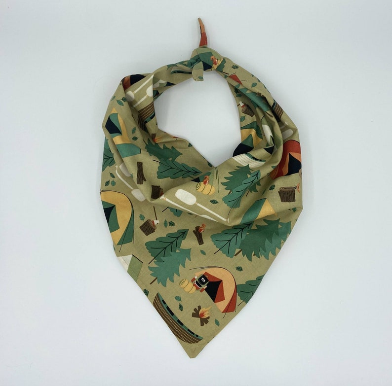 Dog Accessories Fall Tent Dog Apparel Hiking Campsite Dog Bandana Summer Dog Bandana Camping Tan Dog Bandana Forest Campground