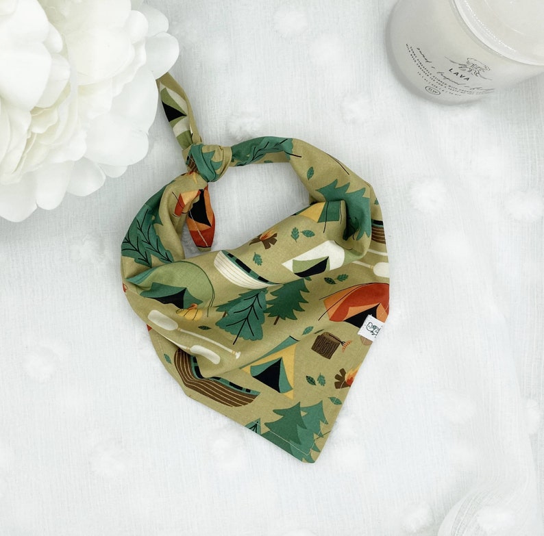 Dog Accessories Fall Tent Dog Apparel Hiking Campsite Dog Bandana Summer Dog Bandana Camping Tan Dog Bandana Forest Campground