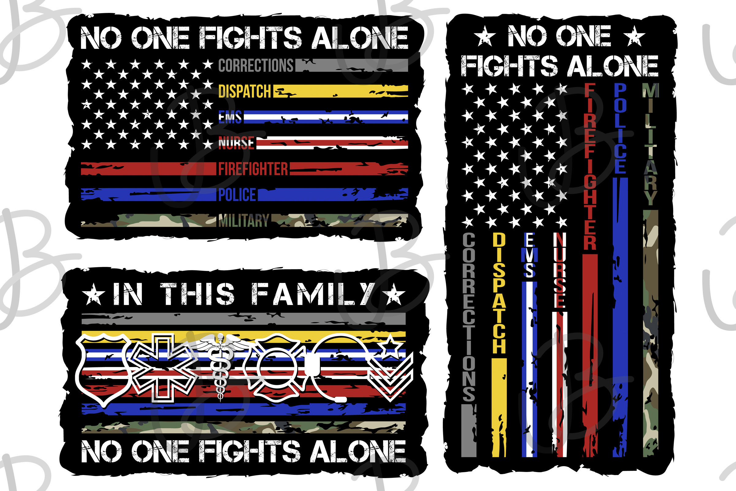 No One Fights Alone Thin Line First Responder Police Fire Nurse Family ...