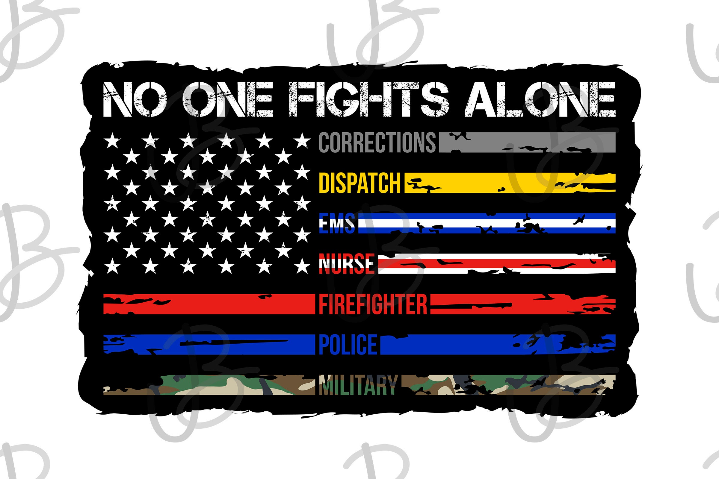 "In This Family No One Fights Alone" Vinyl Decal Sticker – EMS Fire Police Dispatch