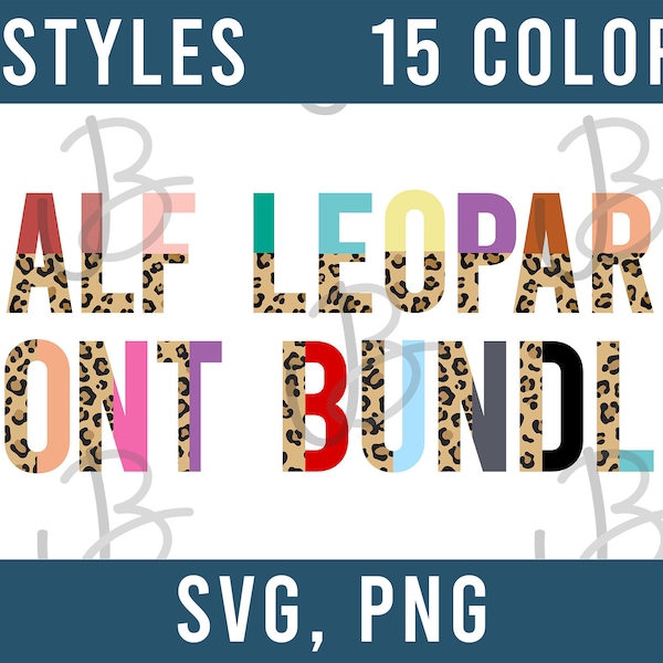 Half Leopard Custom Font Bundle SVG PNG Instant Digital Download