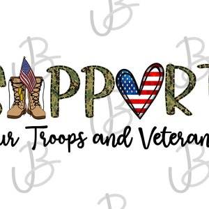 Support Our Troops and Veterans Navy Camo III Boots Heart Flag Sublimation High Resolution PNG
