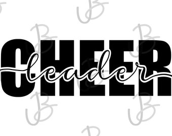 May include: Black and white graphic design with the text "CHEERleader" in a bold, blocky font.