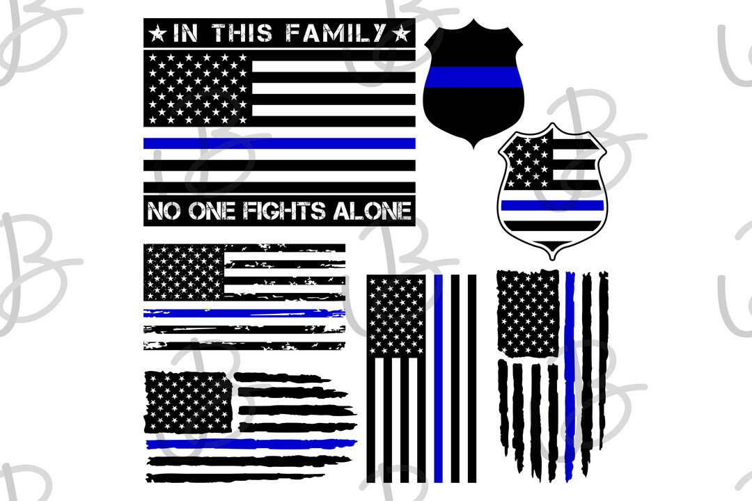 Police Flag Thin Blue Line Set Digital Design - Etsy