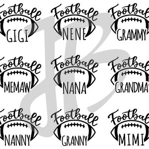 Football Grandma Names SVG Vector Art Digital Download