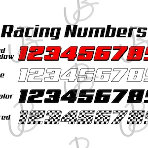 Racing Custom Numbers SVG PNG Instant Digital Download