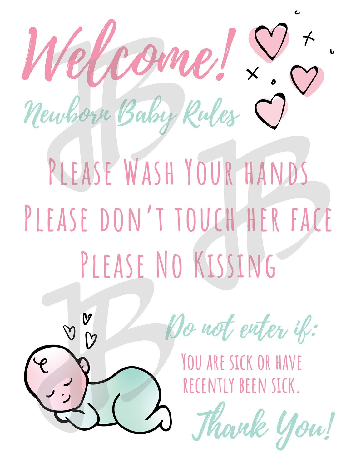 Bienvenido newborn baby rules SIgn Descarga digital Etsy