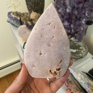 Polished Pink Amethyst Flame: Heart Healing Crystal Carving