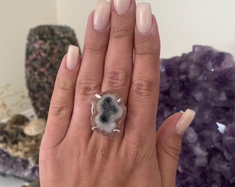 Adjustable Silver Plated Stalactite Gemstone Ring