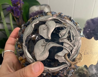 Handmade Pietersite Gemstone Vase: Reiki Infused Crystal Decor