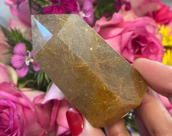 Golden Rutile Quartz Tower, Healing Crystal Point