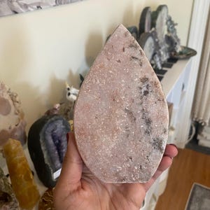 Polished Pink Amethyst Flame: Heart Healing Crystal Carving