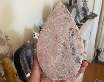 Polished Pink Amethyst Flame: Heart Healing Crystal Carving Metaphysical Crystals
