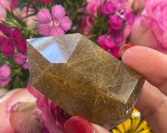 Golden Rutilated Quartz Tower, Polished Point, Healing Crystal