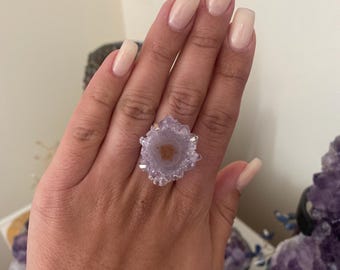 Adjustable Silver Plated Stalactite Gemstone Ring