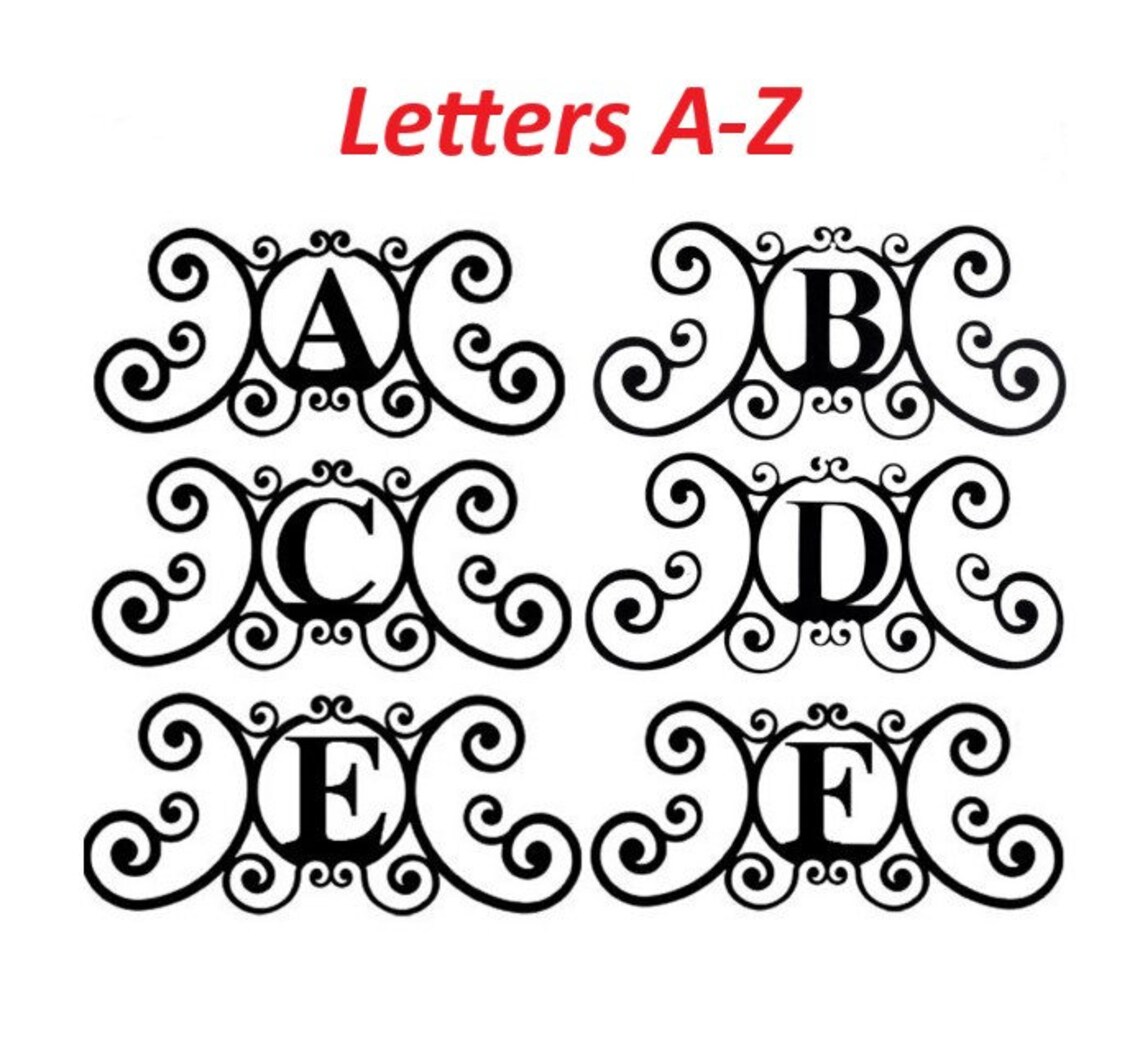 Monogram Initial Letter Wrought Iron Metal Scrolled Door Wall | Etsy