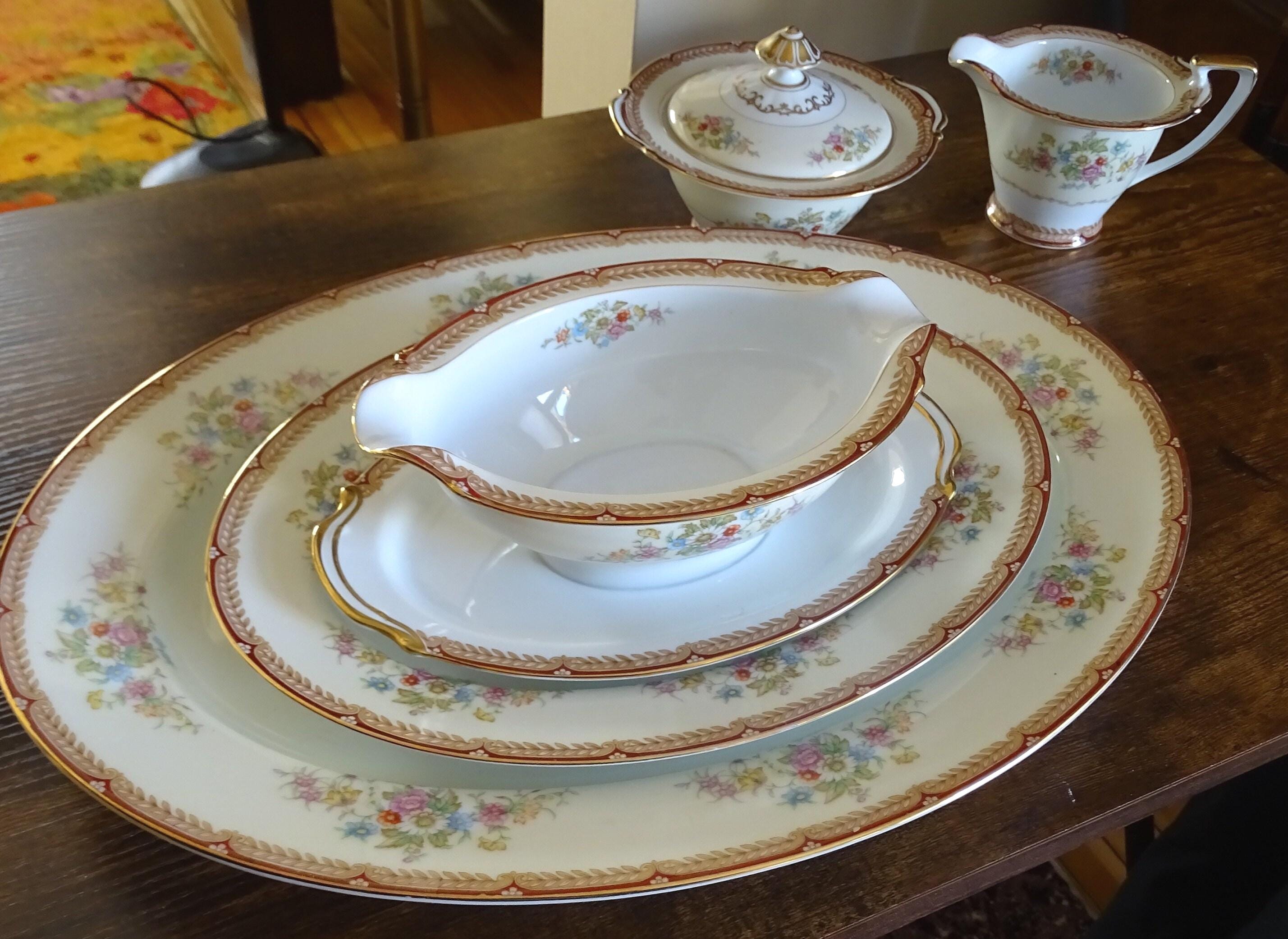 Georgette 305 Noritake, 1940s Vintage Red/gold China, for Holiday
