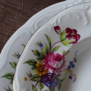 Royal Kent Collection Poland vintage china for 6, RKT6 blue pink floral for gift, holiday, table, decor, party,wedding, anniversary, staging