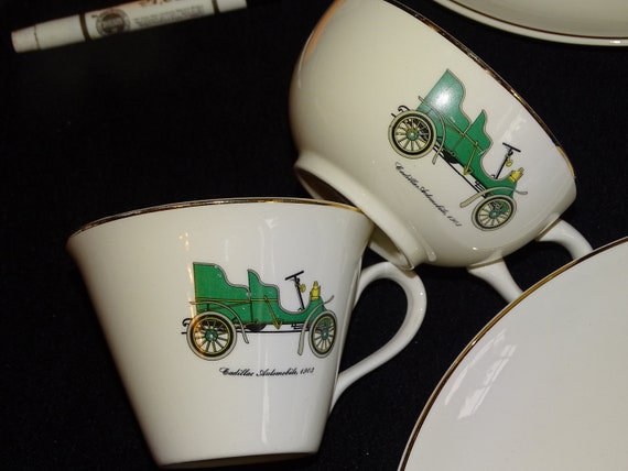 Charming SLM 436 Salem Old Auto Vintage 1960s China 23K Gold Plates, Cups,  Coffee Pot for Gift, Retro Bar Decor, Man Gift, Party, Car Lover 