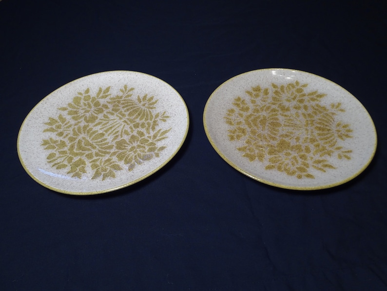 hostess gift collector holiday vintage dinnerware made in Minnesota Damask by Red Wing set of 2 dinner plates vintage stoneware.