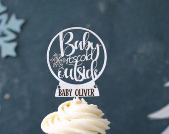 Baby Its Cold Outside Baby Shower, Custom Cup Cake Toppers, Winter Wonderland baby shower, Baby Shower Cake Toppers, Winter Baby Shower