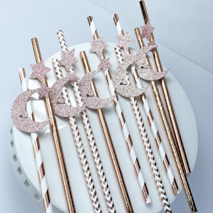 Twinkle Twinkle Little Star Gender Reveal, Twinkle Twinkle Little Star Baby Shower, Moon And Stars, Over The Moon, Paper Straws