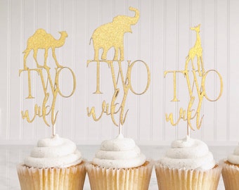 Two Wild, Safari Cupcake Toppers, Safari Birthday Decorations, Jungle Theme Birthday Party Decorations, 2nd Birthday, Birthday Decorations