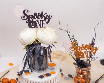 Halloween 1st Birthday Centerpiece, Spooky One, Cake Topper, 1st Birthday Centerpiece, Centerpiece Sticks, Little Boo, Set of 4