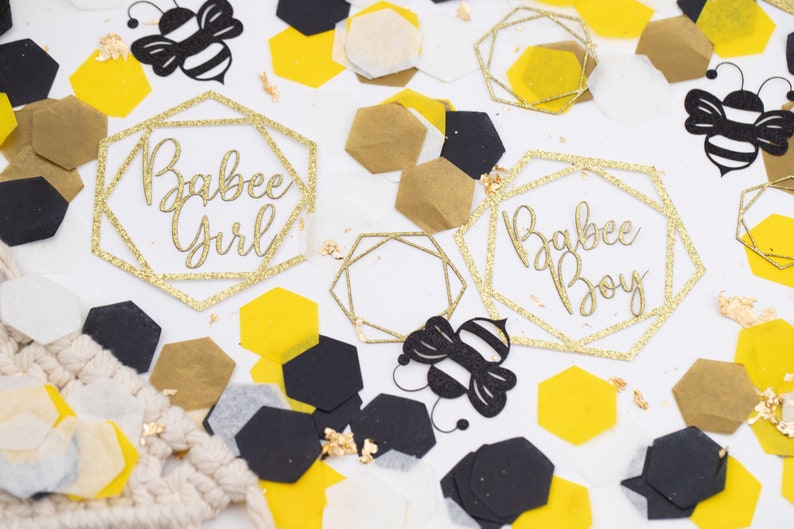 Bee Gender Reveal Bee Baby Shower Bee Gender Neutral Baby Shower Decorations Boy Baby Shower Confetti Baby Shower Girl
