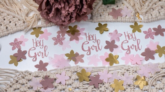 Baby Shower Decorations Girl, Baby Shower Decor, Hey Girl, Baby Girl Shower, Baby Shower Confetti, Boho Baby Shower Decor, Flower Confetti Il_570xn