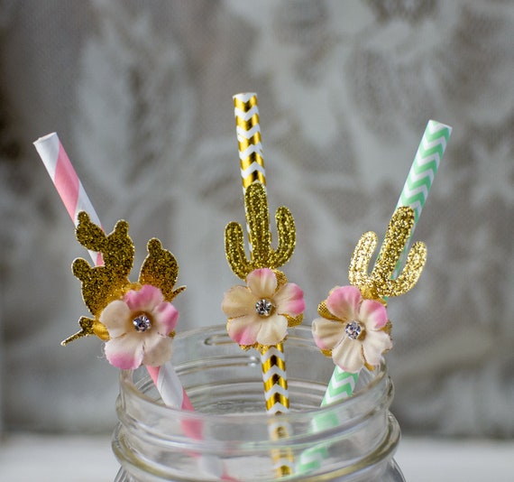 Cactus Party Decor, Cactus Baby Shower, Cactus Bridal Shower, Cactus Straws, Paper Straws, Fiesta Bridal Shower, Fiesta Decorations, 10 pcs. Il_570xn