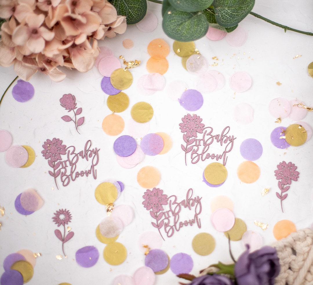 Baby in Bloom, Baby Shower Confetti, Floral Baby Shower, Pink and Green ...