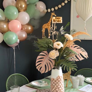 Safari-Babyparty, Dschungel-Safari-Dekorationen Babyparty, Babyparty-Mittelstücke, Baby-Safari-Dusche, benutzerdefinierter Name Herzstück