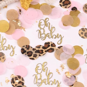 Baby Shower Safari, Baby Shower Giungla, Decorazioni Baby Shower Bambina, Oh Baby, Coriandoli, Rosa e Oro