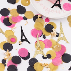 Decorações para festa em Paris, centro de mesa da Torre Eiffel, chá de panela com tema de Paris, confete, festa com tema de Paris, aniversário da Torre Eiffel