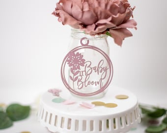Baby In Bloom, Baby Shower Centerpiece, Floral Baby Shower, Mason Jar Decor, Baby In Bloom Baby Shower, Baby Shower Table Decor, 6 tags
